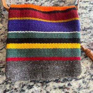 Leather and wool serape design purse
